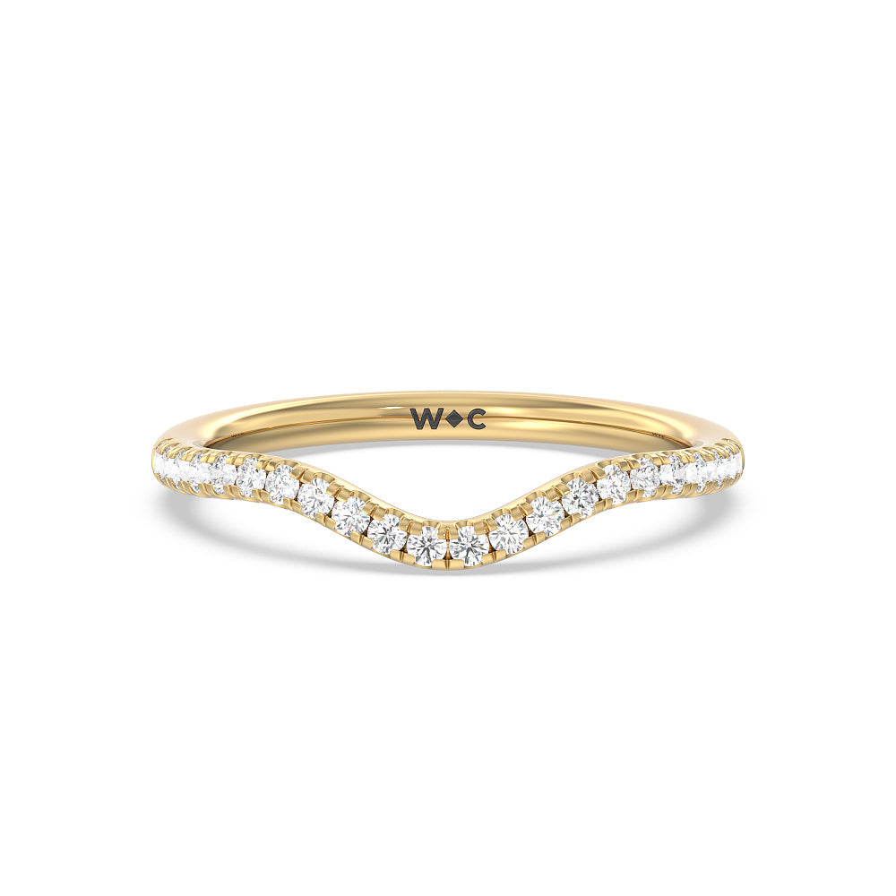 Criss Cross Shank Halo Solitaire Diamond Wedding Band with 18KT Yellow Gold Cut Diamond in 14KT Yellow Gold view 1
