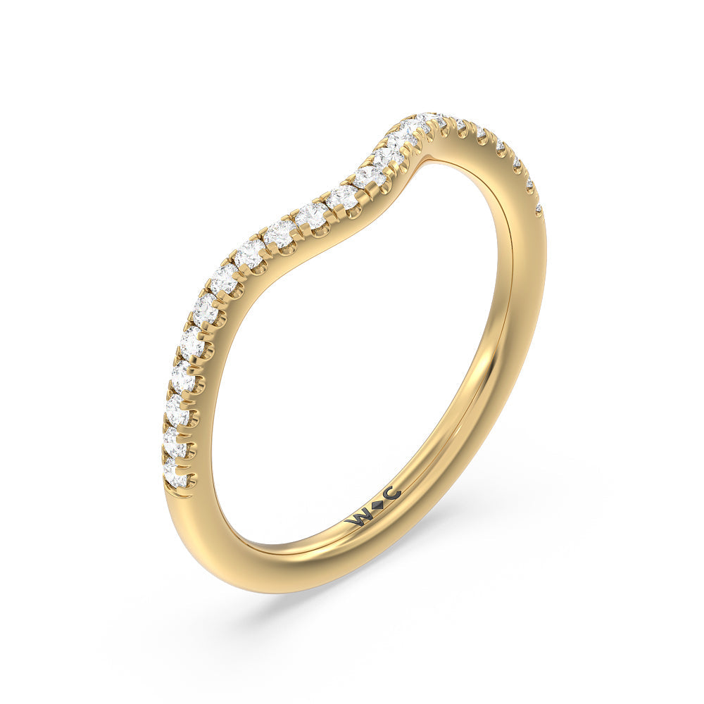 Criss Cross Shank Halo Solitaire Diamond Wedding Band with 18KT Yellow Gold Cut Diamond in 14KT Yellow Gold view 4

