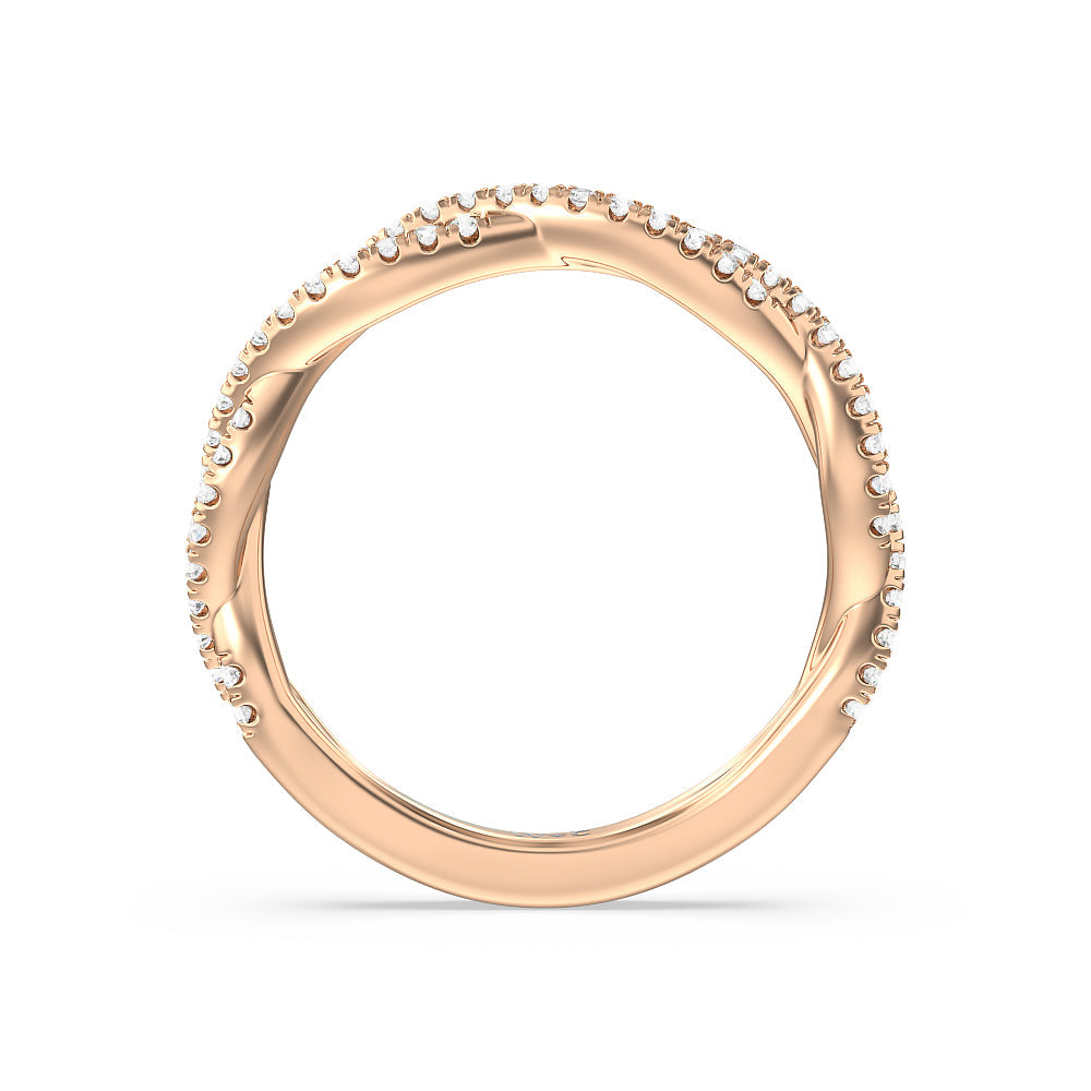 Twisted Shank Hidden Halo Solitaire Diamond Wedding Band with 18KT Rose Gold Cut Diamond in 14KT Rose Gold view 2
