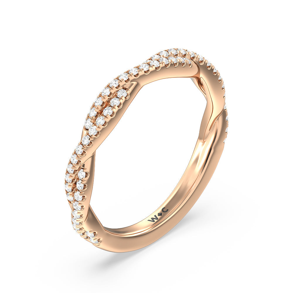 Twisted Shank Hidden Halo Solitaire Diamond Wedding Band with 18KT Rose Gold Cut Diamond in 14KT Rose Gold view 4
