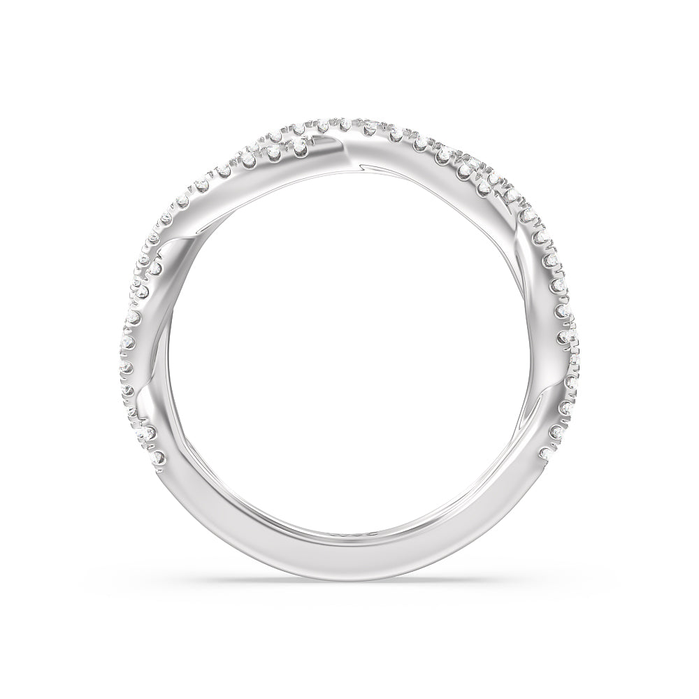 Twisted Shank Hidden Halo Solitaire Diamond Wedding Band with Platinum Cut Diamond in 14KT Platinum view 2
