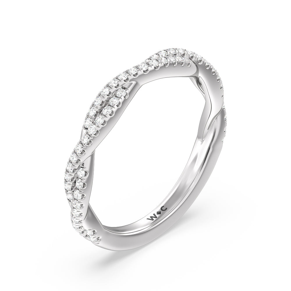 Twisted Shank Hidden Halo Solitaire Diamond Wedding Band with Platinum Cut Diamond in 14KT Platinum view 4
