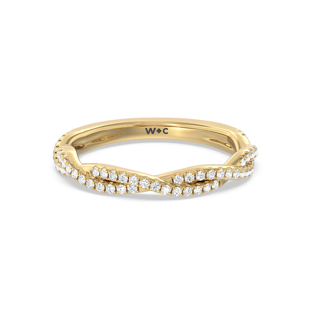 Twisted Shank Hidden Halo Solitaire Diamond Wedding Band with 18KT Yellow Gold Cut Diamond in 14KT Yellow Gold view 1
