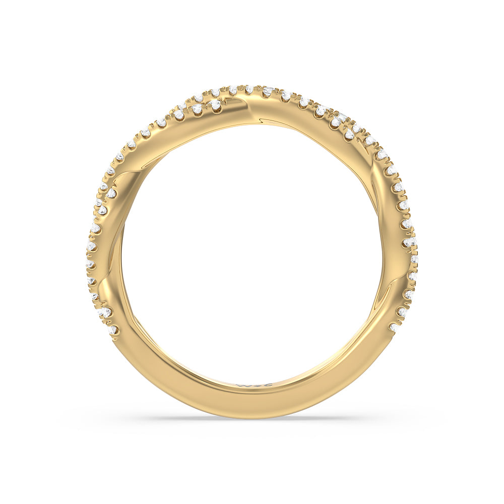 Twisted Shank Hidden Halo Solitaire Diamond Wedding Band with 18KT Yellow Gold Cut Diamond in 14KT Yellow Gold view 2
