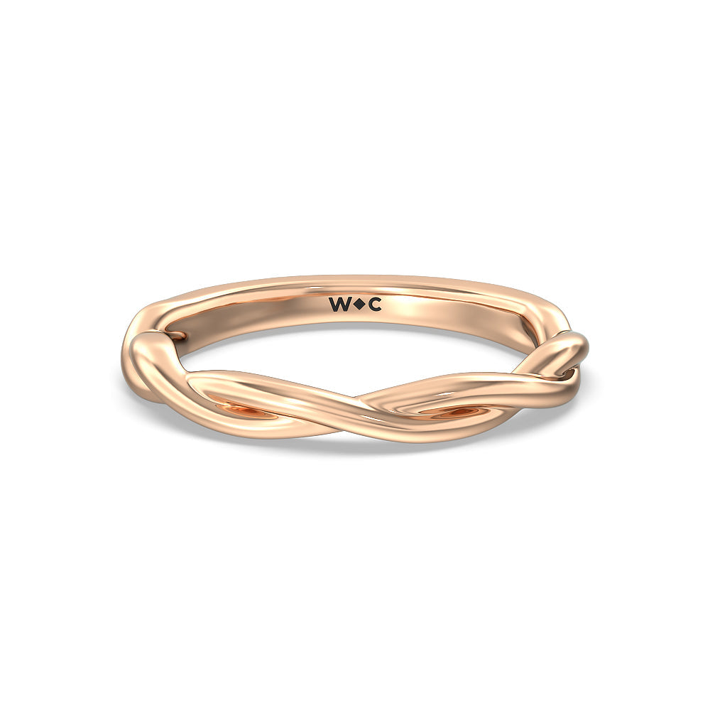 Twisted Shank Hidden Halo Solitaire Wedding Band with 18KT Rose Gold Cut Diamond in 14KT Rose Gold view 1
