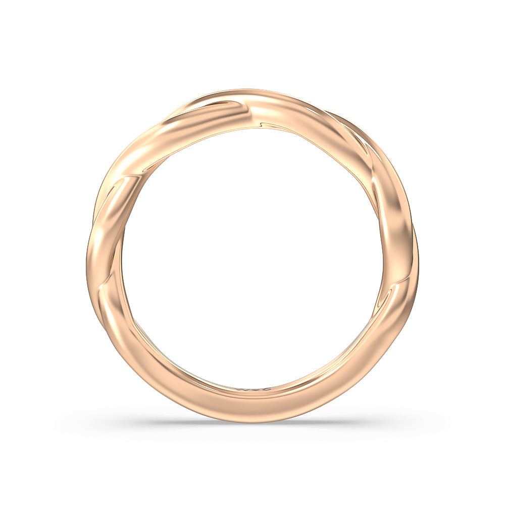 Twisted Shank Hidden Halo Solitaire Wedding Band with 18KT Rose Gold Cut Diamond in 14KT Rose Gold view 2
