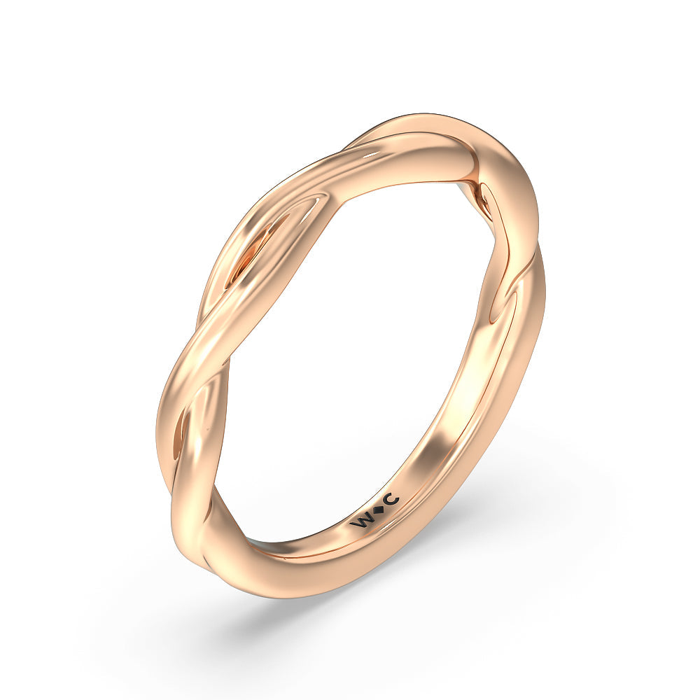 Twisted Shank Hidden Halo Solitaire Wedding Band with 18KT Rose Gold Cut Diamond in 14KT Rose Gold view 4
