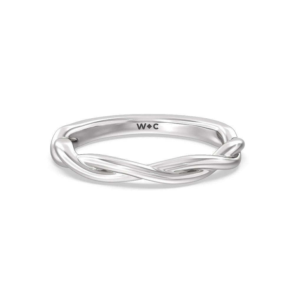 Twisted Shank Hidden Halo Solitaire Wedding Band with Platinum Cut Diamond in 14KT Platinum view 1
