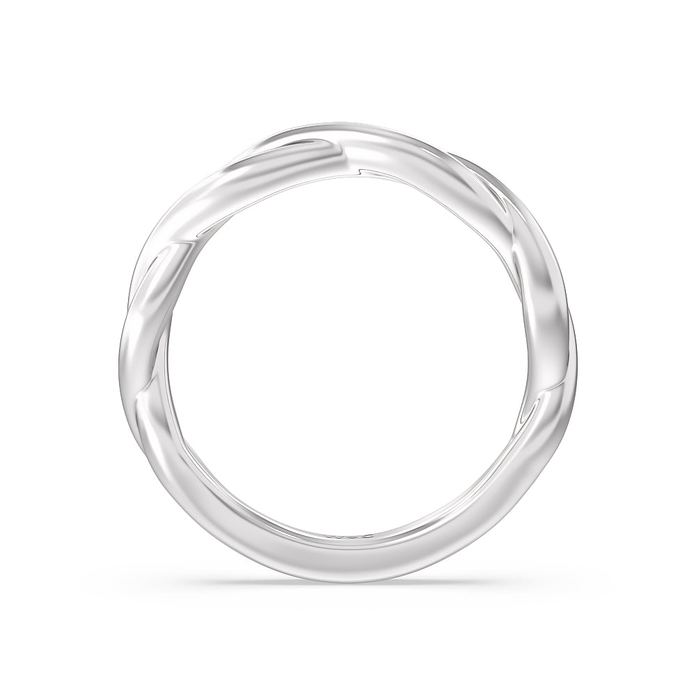 Twisted Shank Hidden Halo Solitaire Wedding Band with Platinum Cut Diamond in 14KT Platinum view 2
