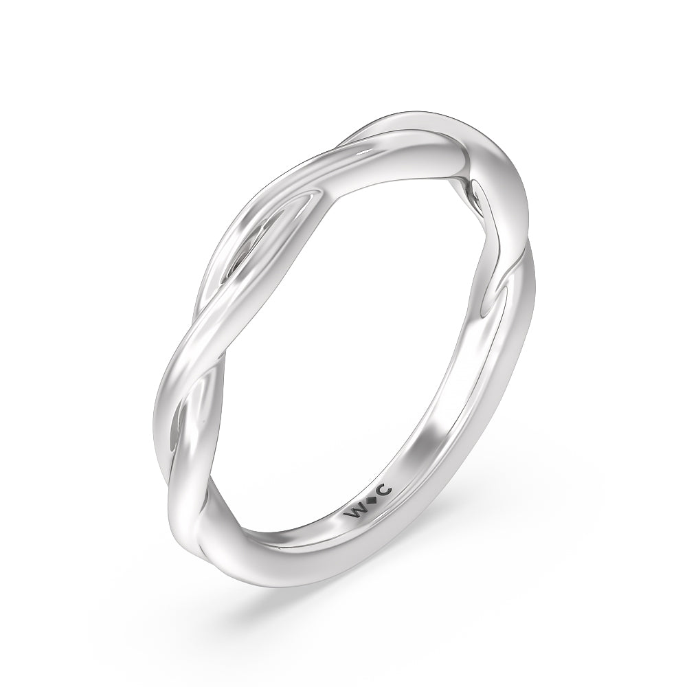 Twisted Shank Hidden Halo Solitaire Wedding Band with Platinum Cut Diamond in 14KT Platinum view 4

