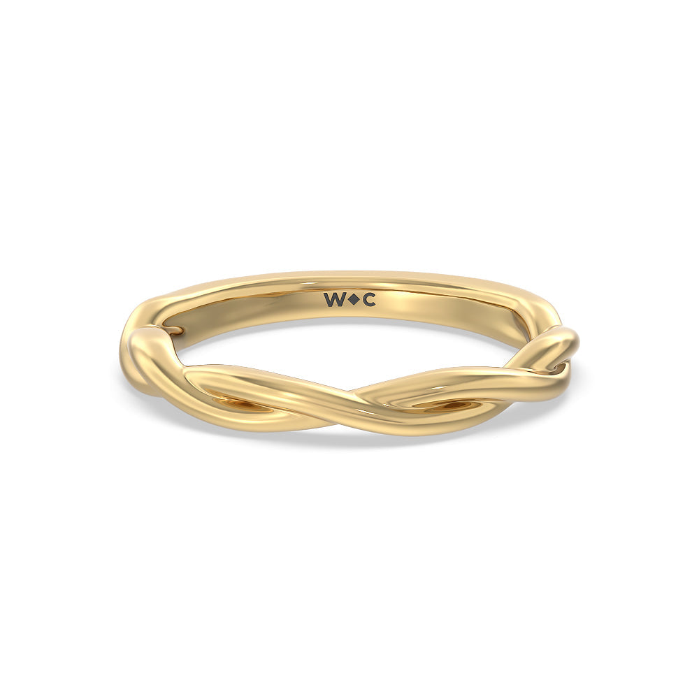 Twisted Shank Hidden Halo Solitaire Wedding Band with 18KT Yellow Gold Cut Diamond in 14KT Yellow Gold view 1
