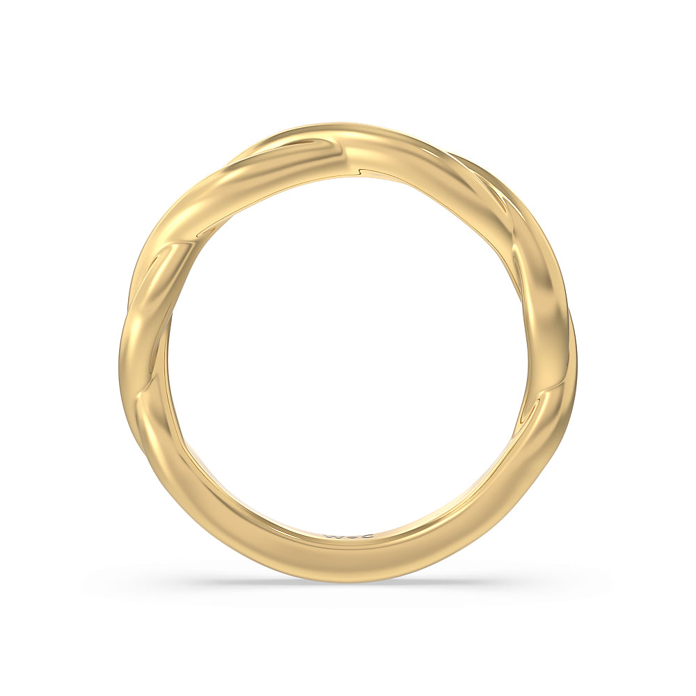 Twisted Shank Hidden Halo Solitaire Wedding Band with 18KT Yellow Gold Cut Diamond in 14KT Yellow Gold view 2
