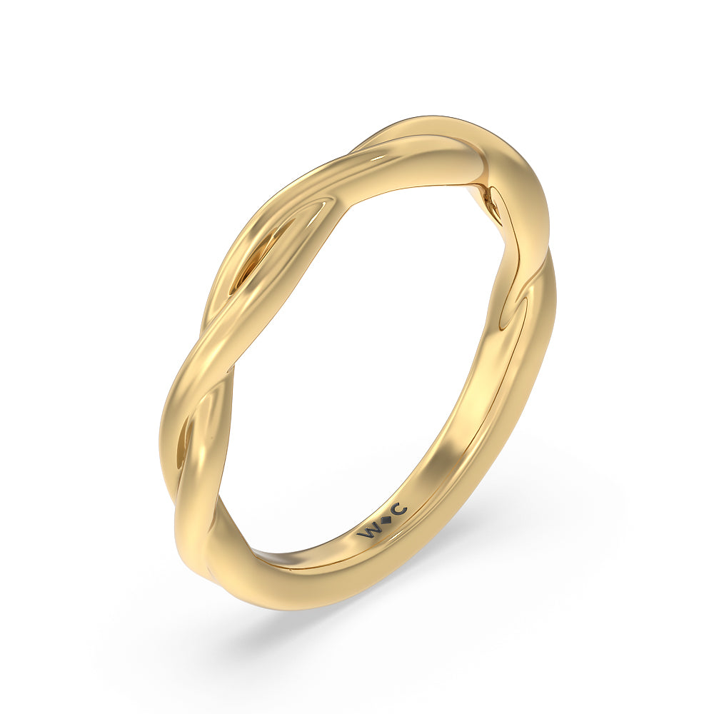 Twisted Shank Hidden Halo Solitaire Wedding Band with 18KT Yellow Gold Cut Diamond in 14KT Yellow Gold view 4
