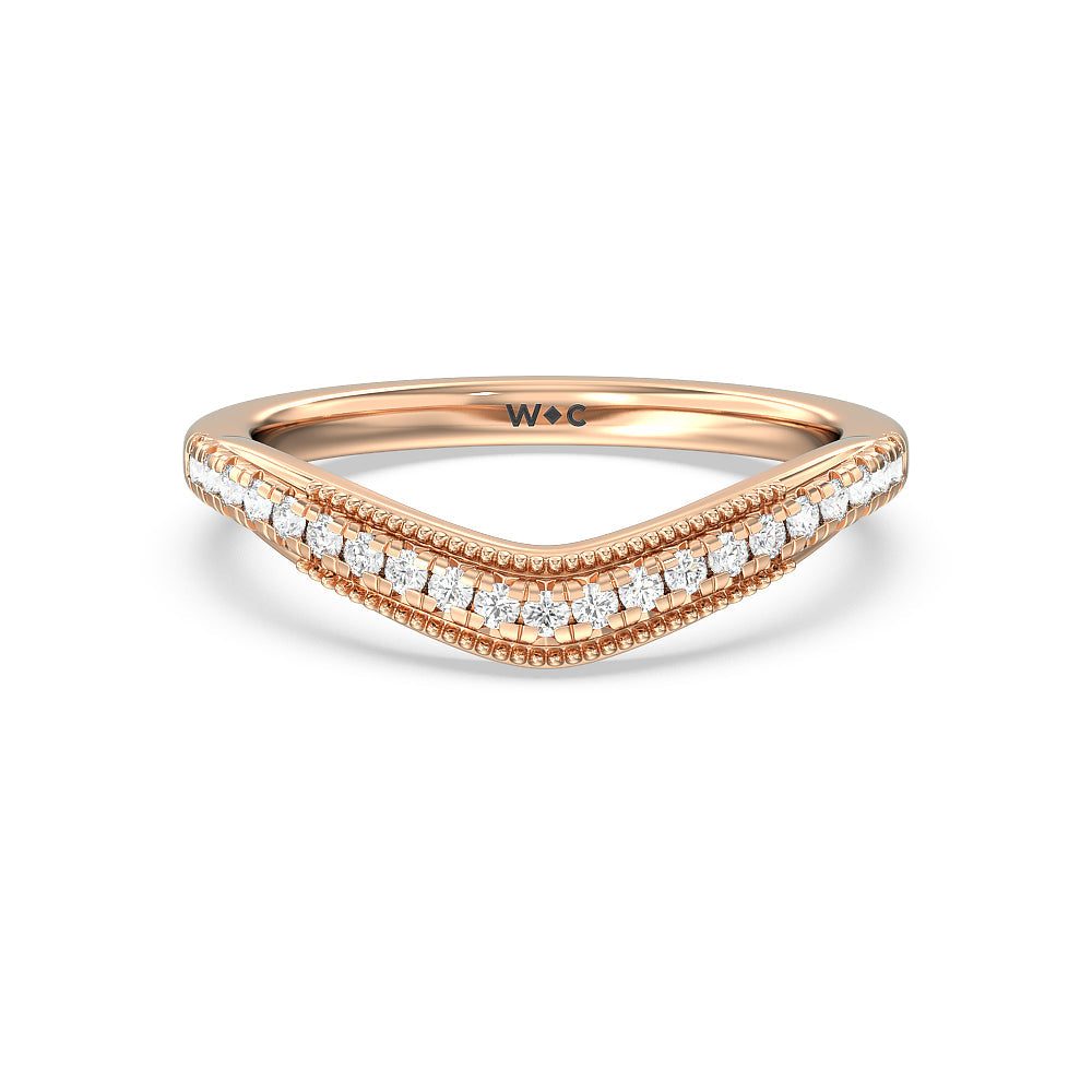 Crowning Glory Four Prong Solitaire Diamond Wedding Band with 18KT Rose Gold Cut Diamond in 14KT Rose Gold view 1
