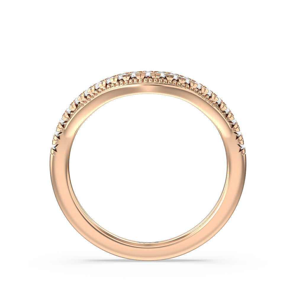 Crowning Glory Four Prong Solitaire Diamond Wedding Band with 18KT Rose Gold Cut Diamond in 14KT Rose Gold view 2
