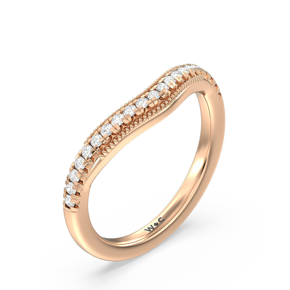 Crowning Glory Four Prong Solitaire Diamond Wedding Band with 18KT Rose Gold Cut Diamond in 14KT Rose Gold view 4
