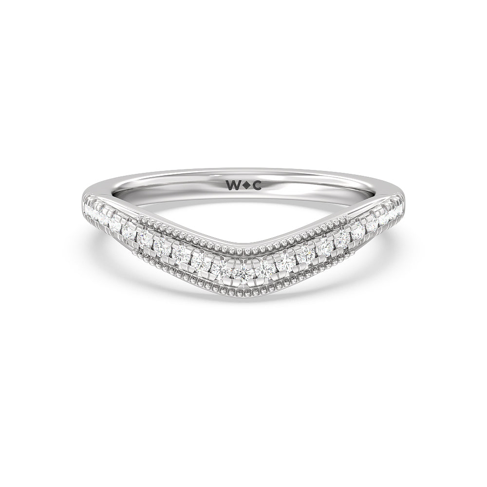 Crowning Glory Four Prong Solitaire Diamond Wedding Band with Platinum Cut Diamond in 14KT Platinum view 1
