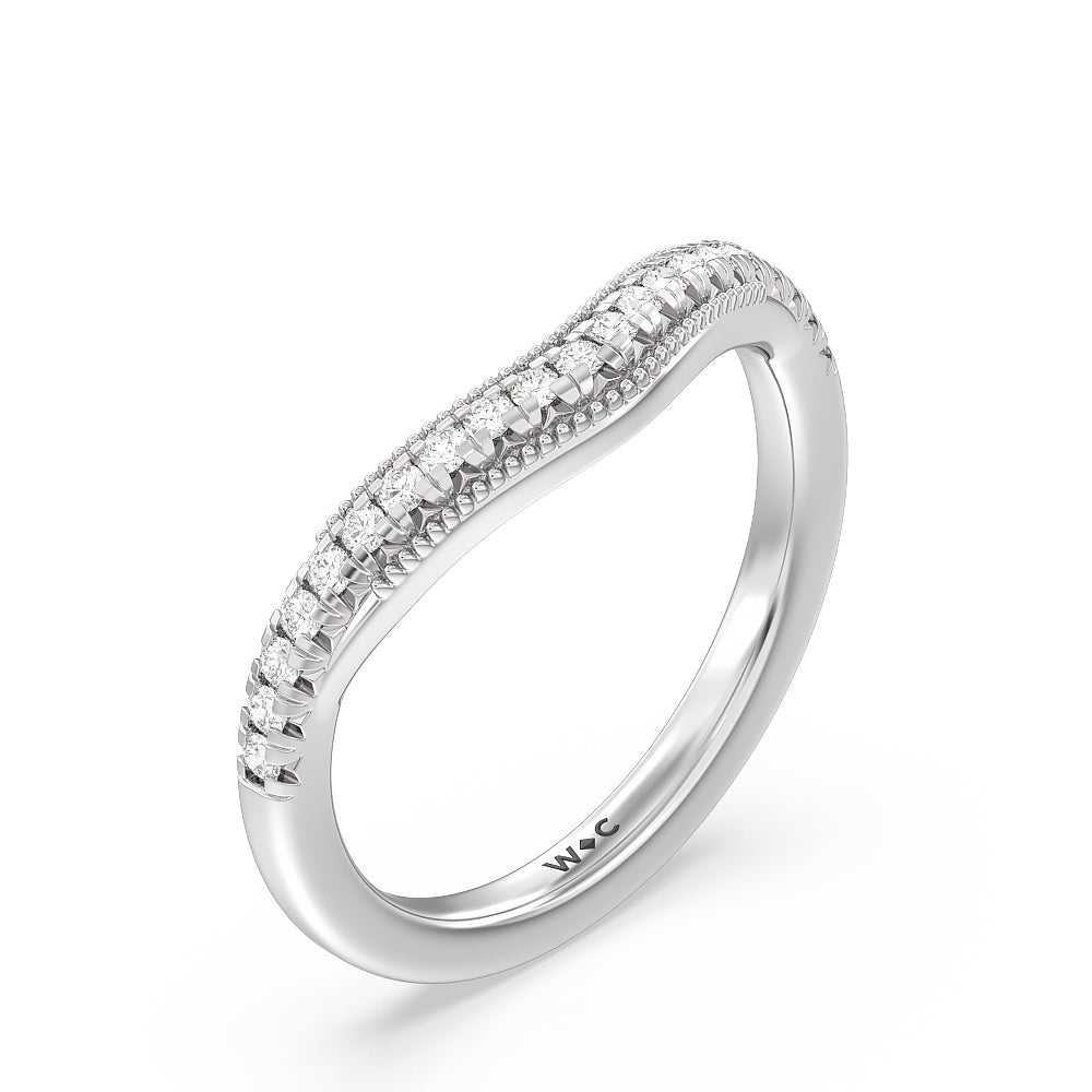 Crowning Glory Four Prong Solitaire Diamond Wedding Band with Platinum Cut Diamond in 14KT Platinum view 4
