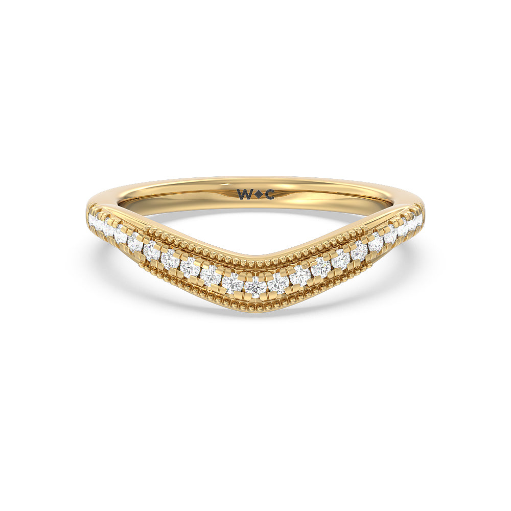 Crowning Glory Four Prong Solitaire Diamond Wedding Band with 18KT Yellow Gold Cut Diamond in 14KT Yellow Gold view 1
