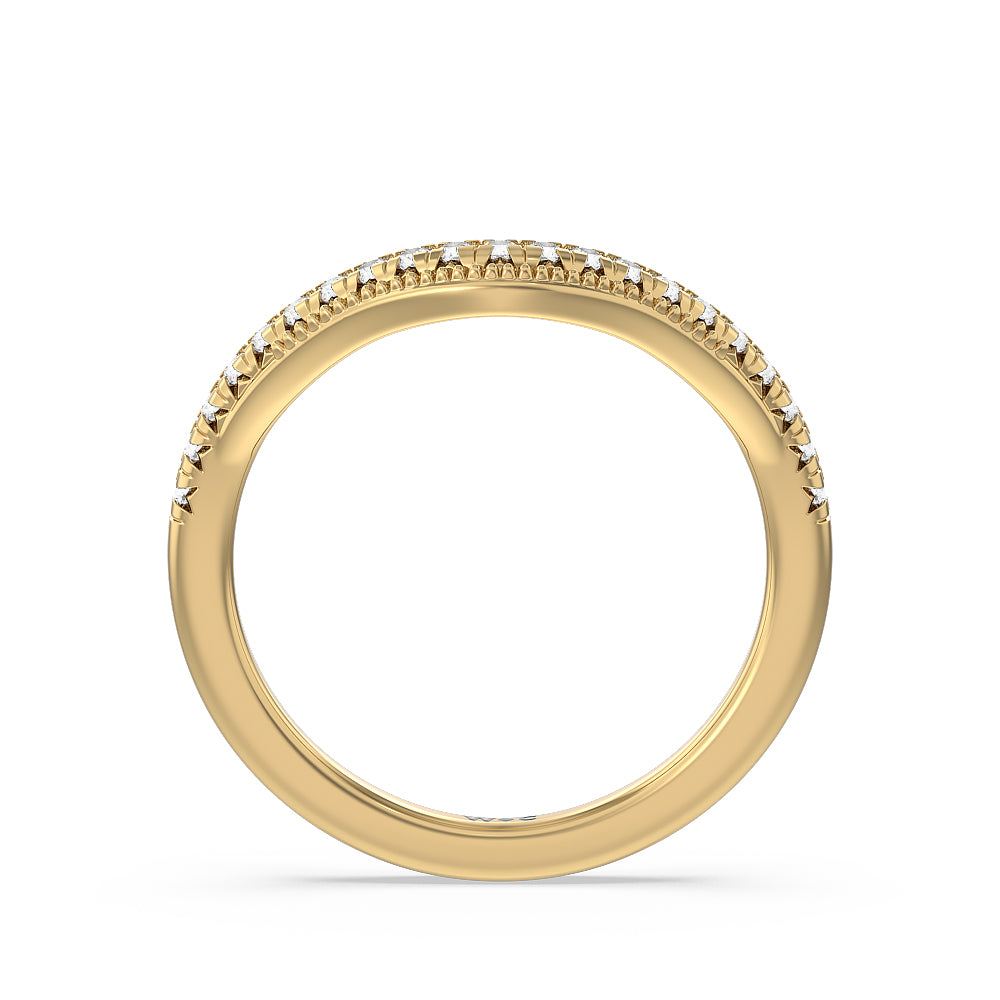 Crowning Glory Four Prong Solitaire Diamond Wedding Band with 18KT Yellow Gold Cut Diamond in 14KT Yellow Gold view 2
