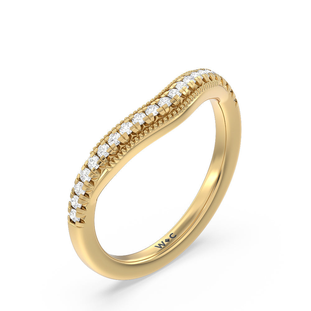 Crowning Glory Four Prong Solitaire Diamond Wedding Band with 18KT Yellow Gold Cut Diamond in 14KT Yellow Gold view 4
