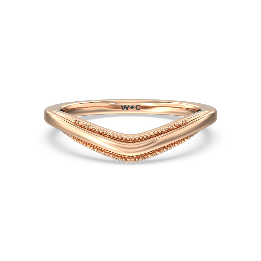 Crowning Glory Four Prong Solitaire Wedding Band with 18KT Rose Gold Cut Diamond in 14KT Rose Gold view 1
