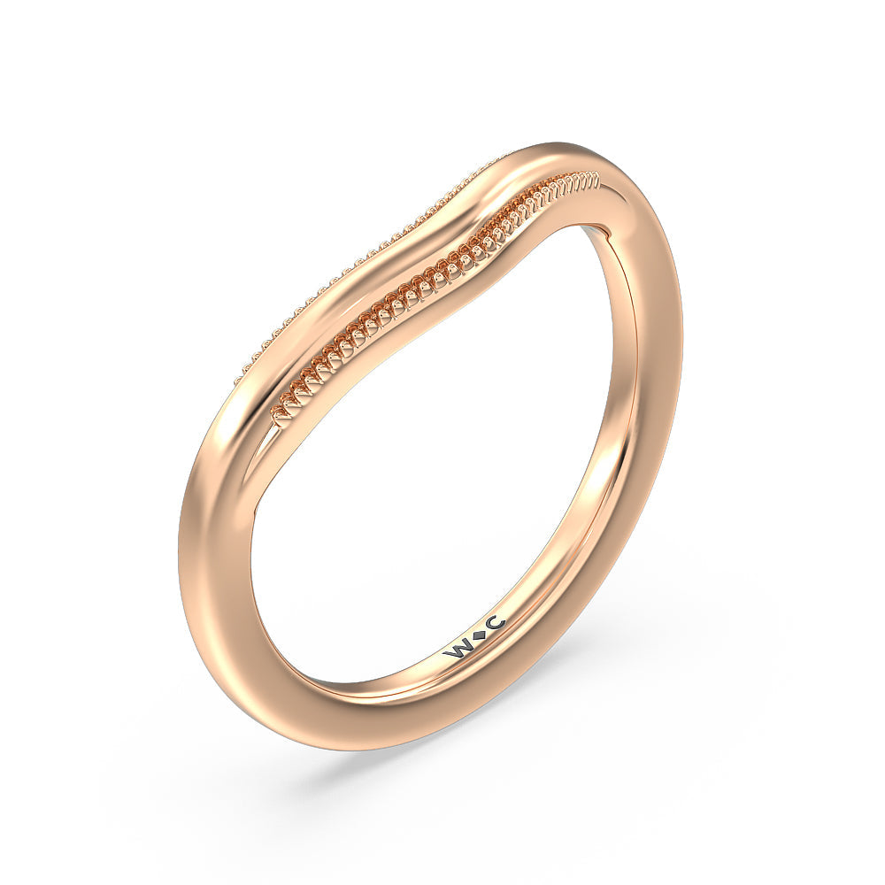 Crowning Glory Four Prong Solitaire Wedding Band with 18KT Rose Gold Cut Diamond in 14KT Rose Gold view 4
