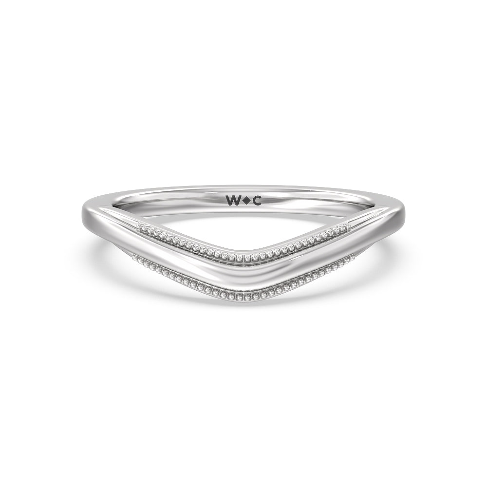 Crowning Glory Four Prong Solitaire Wedding Band with Platinum Cut Diamond in 14KT Platinum view 1
