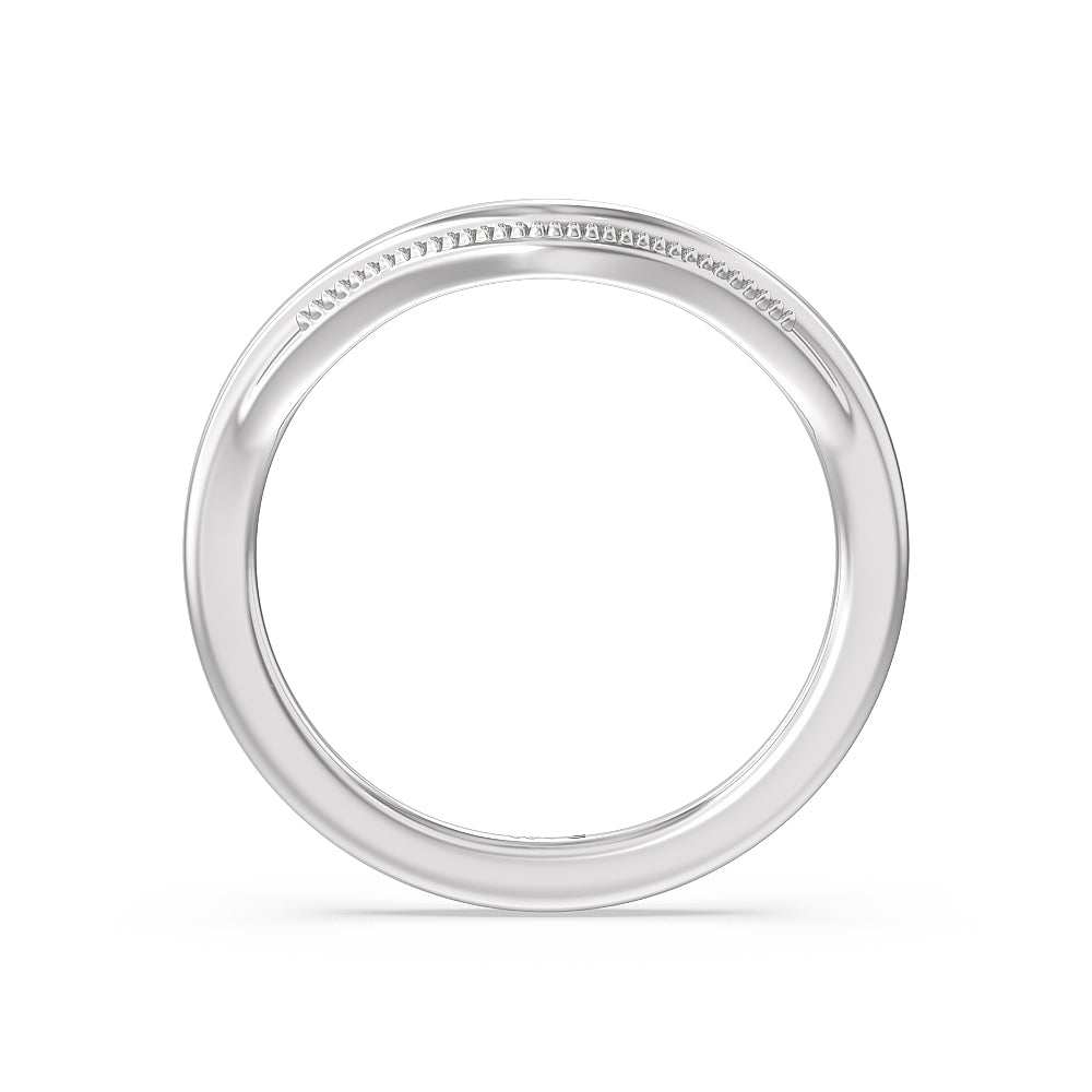 Crowning Glory Four Prong Solitaire Wedding Band with Platinum Cut Diamond in 14KT Platinum view 2
