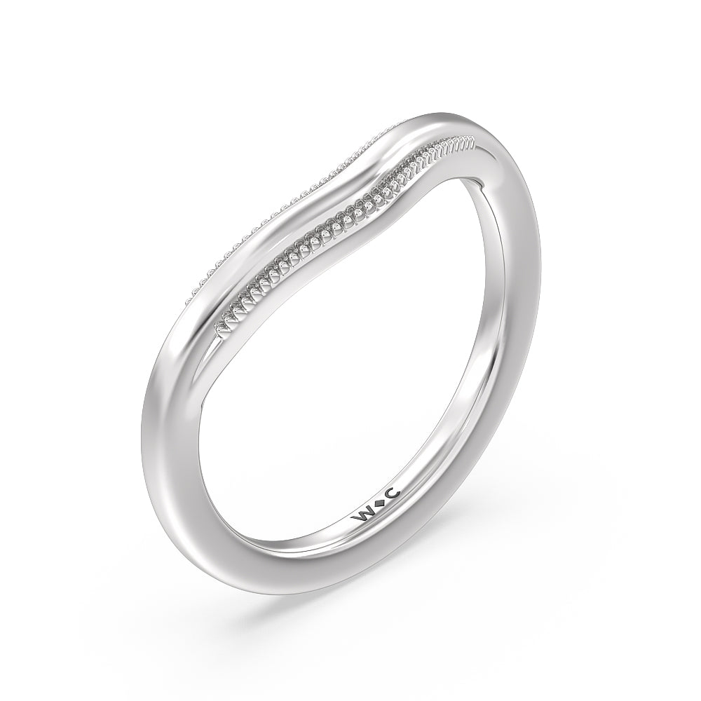 Crowning Glory Four Prong Solitaire Wedding Band with Platinum Cut Diamond in 14KT Platinum view 4
