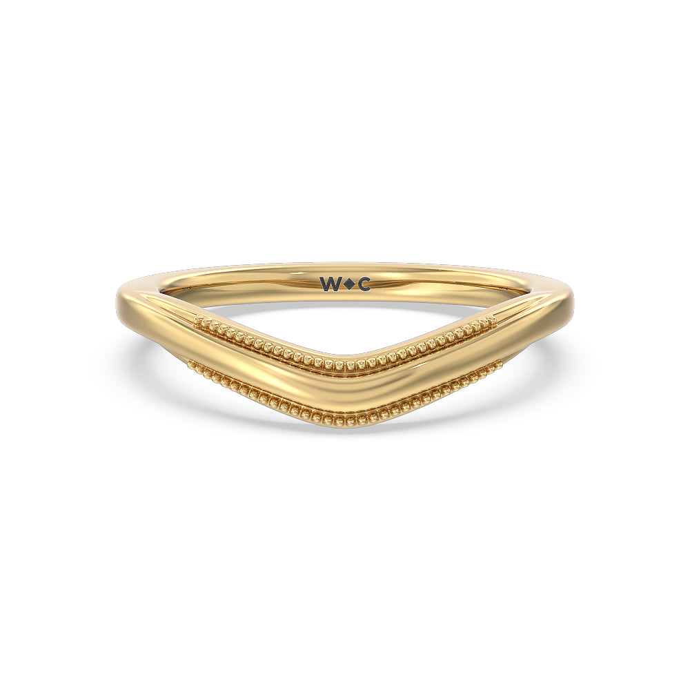 Crowning Glory Four Prong Solitaire Wedding Band with 18KT Yellow Gold Cut Diamond in 14KT Yellow Gold view 1
