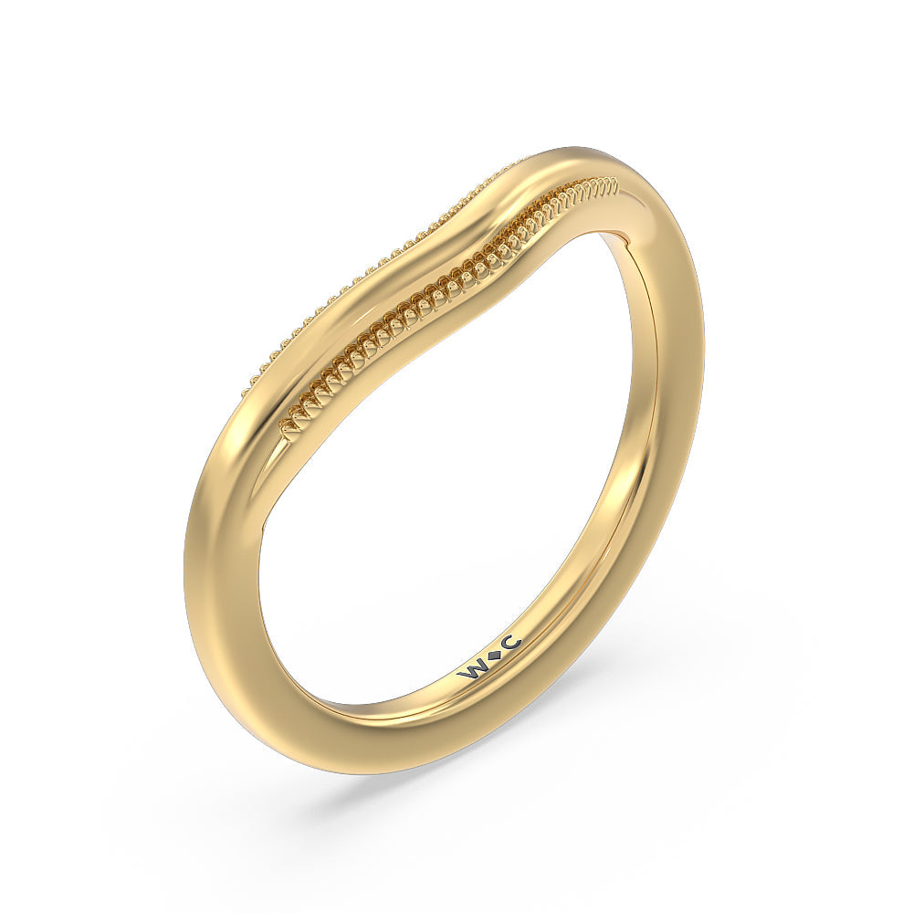 Crowning Glory Four Prong Solitaire Wedding Band with 18KT Yellow Gold Cut Diamond in 14KT Yellow Gold view 4
