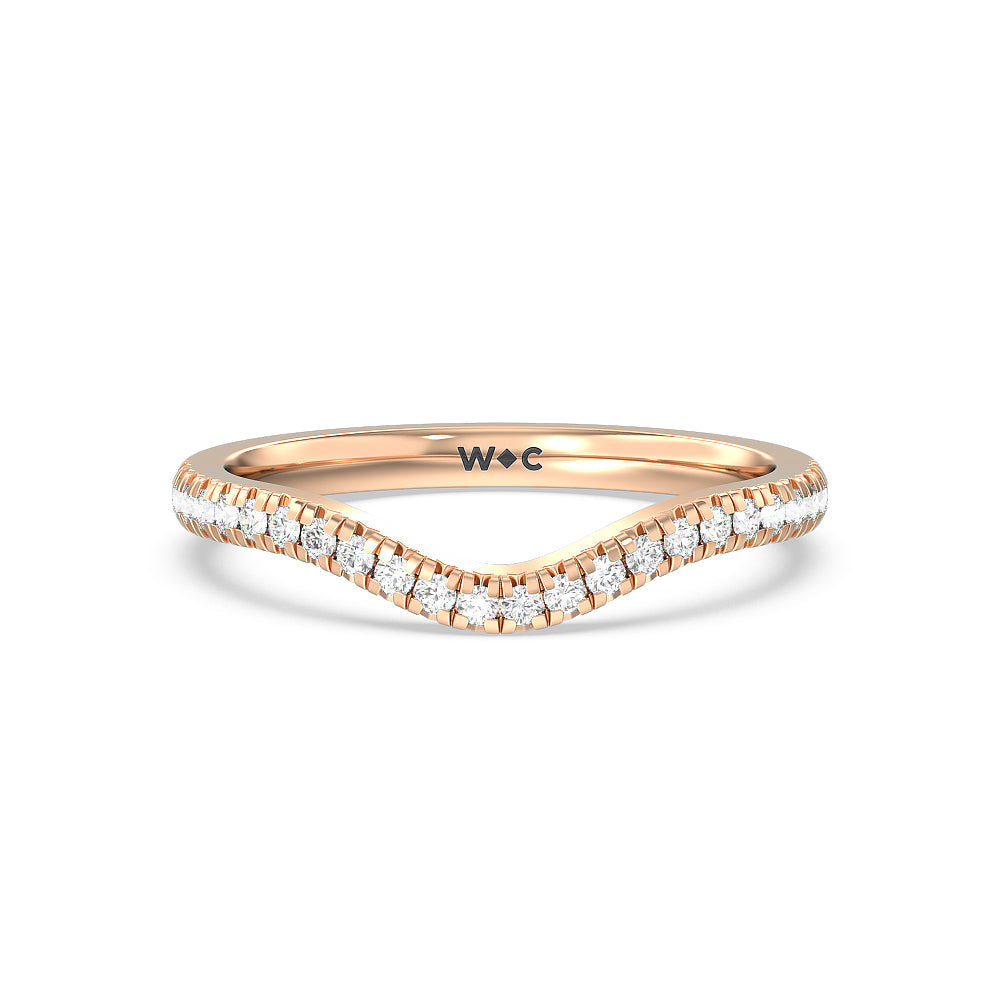 Cathedral Halo Diamond Wedding Band with 18KT Rose Gold Cut Diamond in 14KT Rose Gold view 1
