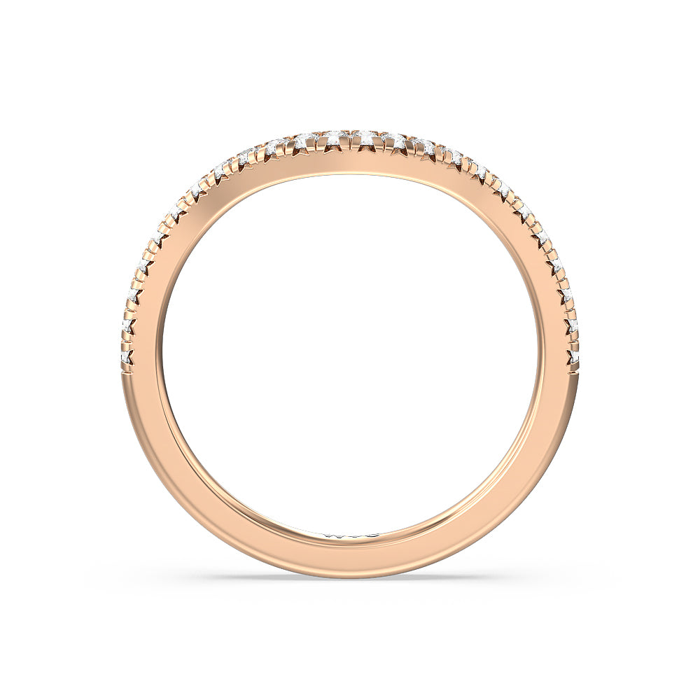 Cathedral Halo Diamond Wedding Band with 18KT Rose Gold Cut Diamond in 14KT Rose Gold view 2
