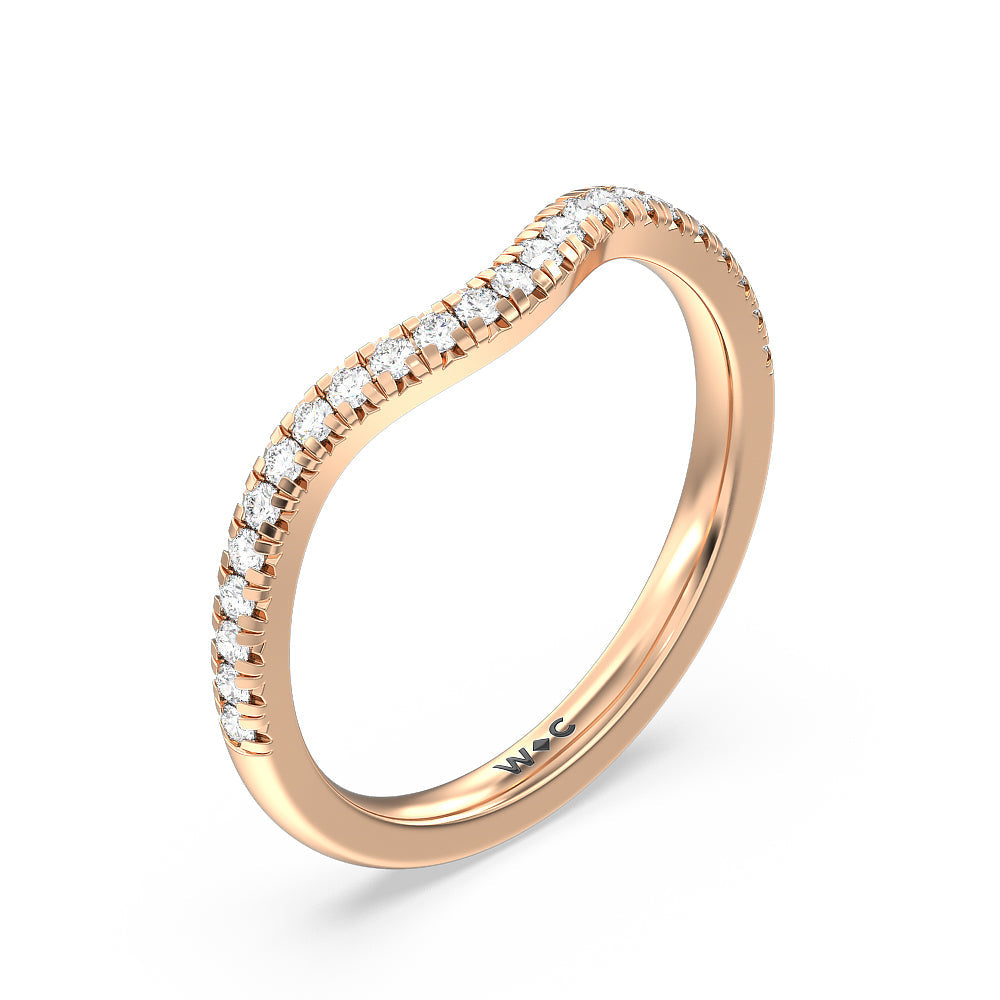 Cathedral Halo Diamond Wedding Band with 18KT Rose Gold Cut Diamond in 14KT Rose Gold view 4
