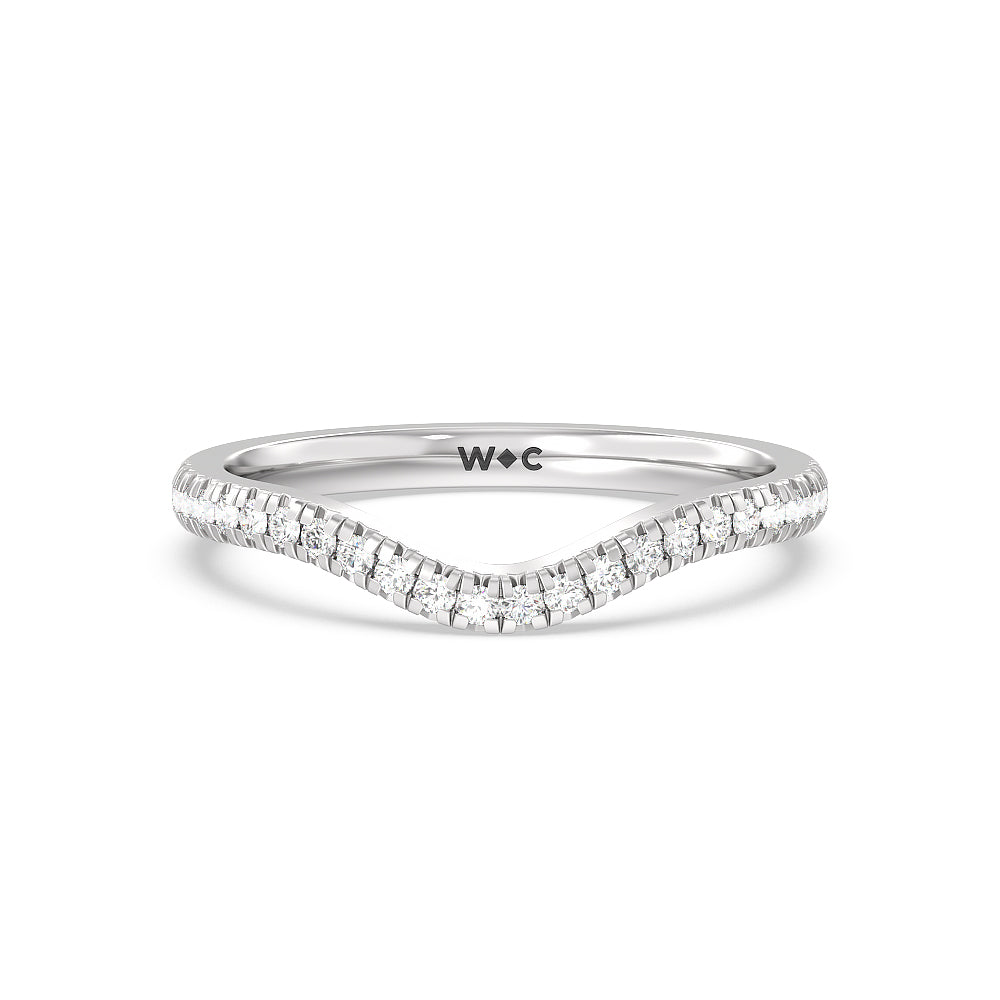Cathedral Halo Diamond Wedding Band with Platinum Cut Diamond in 14KT Platinum view 1
