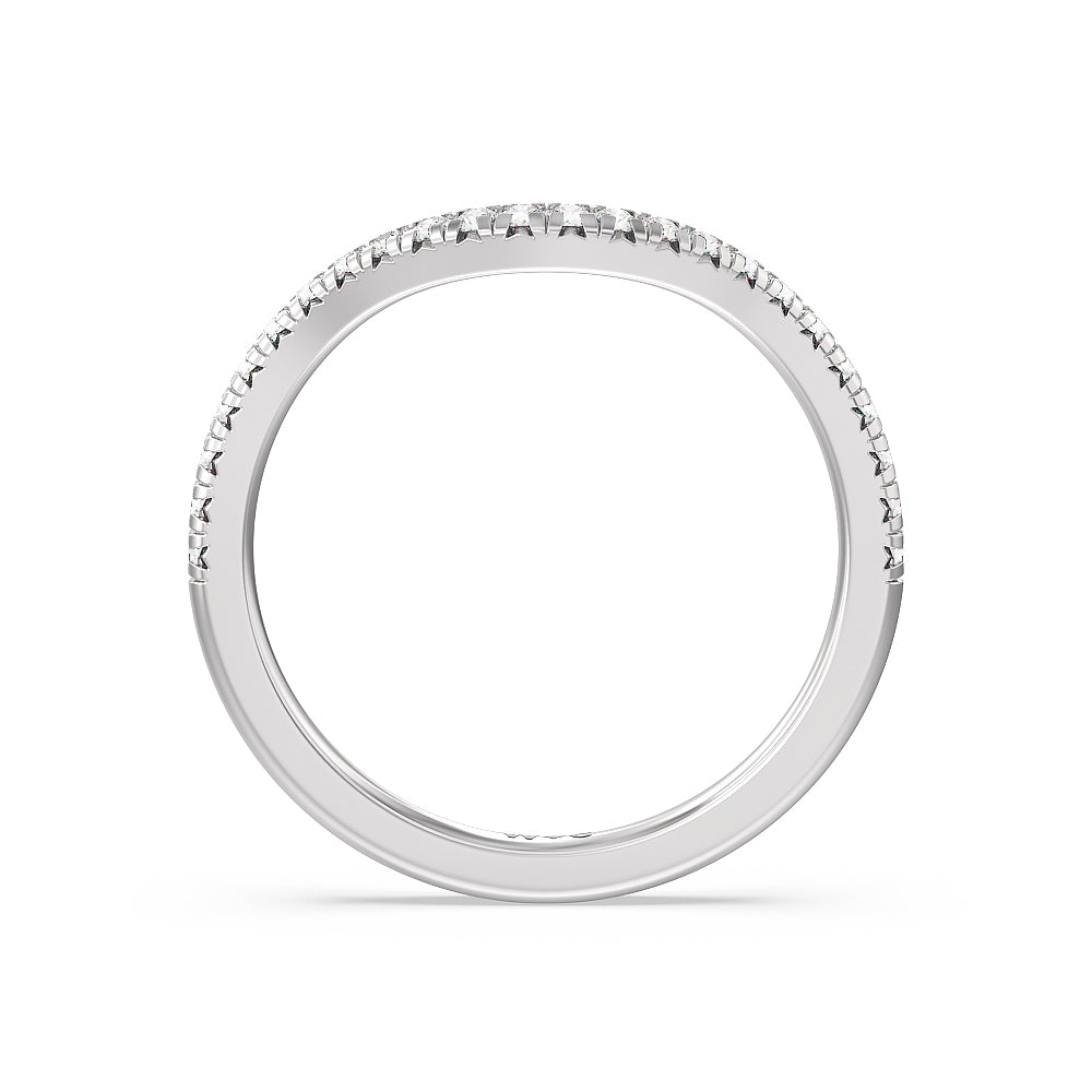 Cathedral Halo Diamond Wedding Band with Platinum Cut Diamond in 14KT Platinum view 2
