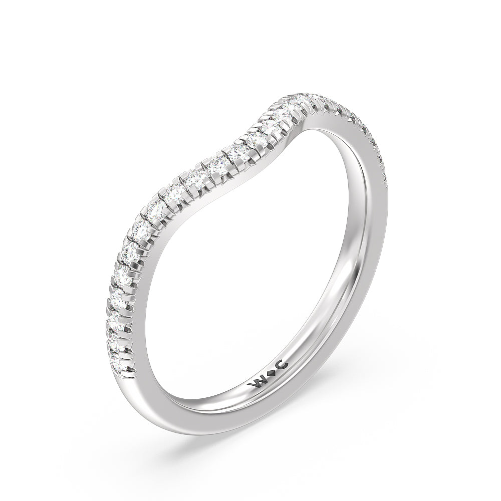 Cathedral Halo Diamond Wedding Band with Platinum Cut Diamond in 14KT Platinum view 4
