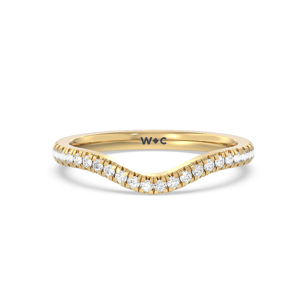 Cathedral Halo Diamond Wedding Band with 18KT Yellow Gold Cut Diamond in 14KT Yellow Gold view 1
