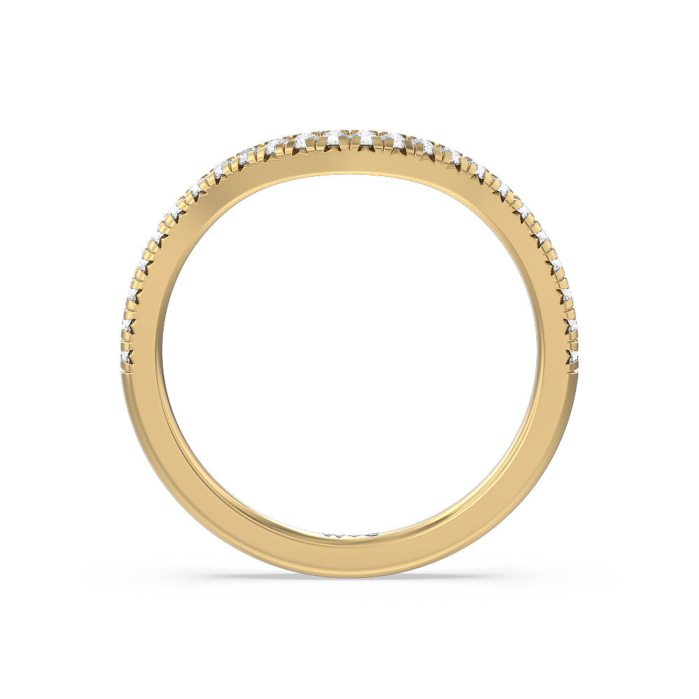 Cathedral Halo Diamond Wedding Band with 18KT Yellow Gold Cut Diamond in 14KT Yellow Gold view 2

