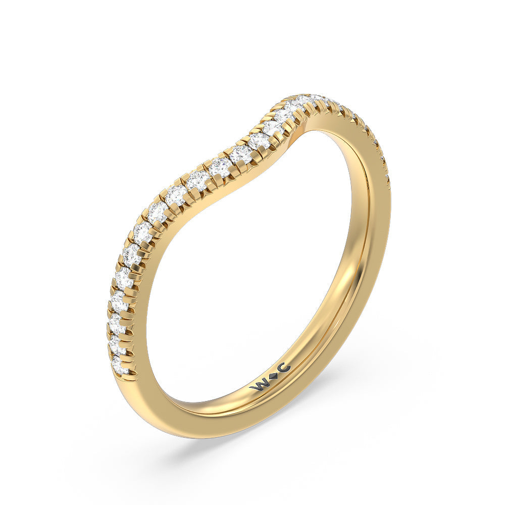 Cathedral Halo Diamond Wedding Band with 18KT Yellow Gold Cut Diamond in 14KT Yellow Gold view 4
