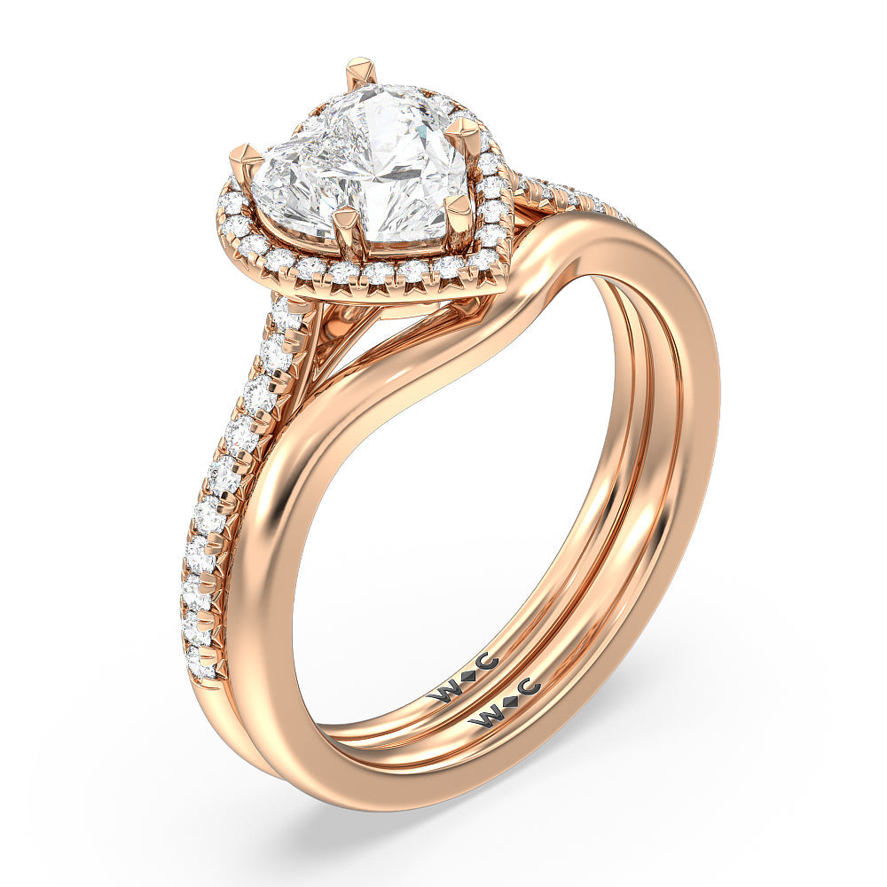 Cathedral Halo Wedding Band with 18KT Rose Gold Cut Diamond in 14KT Rose Gold view 3
