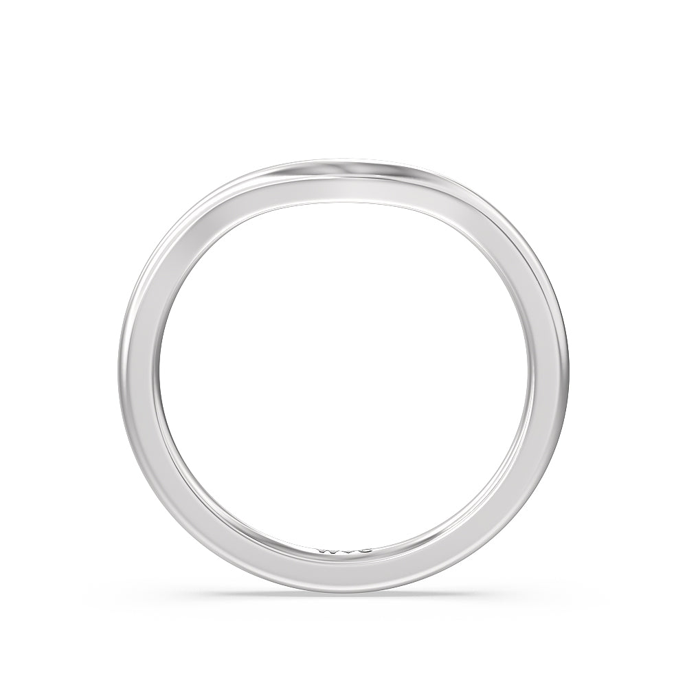 Cathedral Halo Wedding Band with Platinum Cut Diamond in 14KT Platinum view 2
