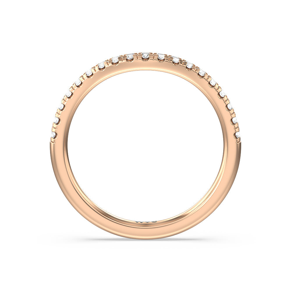 Three Stone Hidden Halo Cathedral Diamond Wedding Band with 18KT Rose Gold Cut Diamond in 14KT Rose Gold view 2
