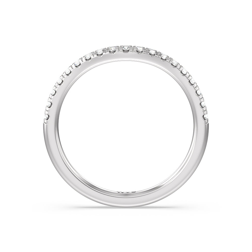 Three Stone Hidden Halo Cathedral Diamond Wedding Band with Platinum Cut Diamond in 14KT Platinum view 2
