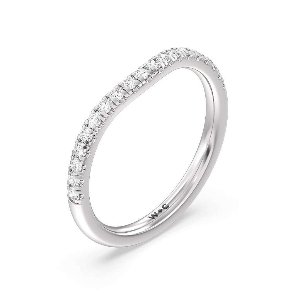 Three Stone Hidden Halo Cathedral Diamond Wedding Band with Platinum Cut Diamond in 14KT Platinum view 4
