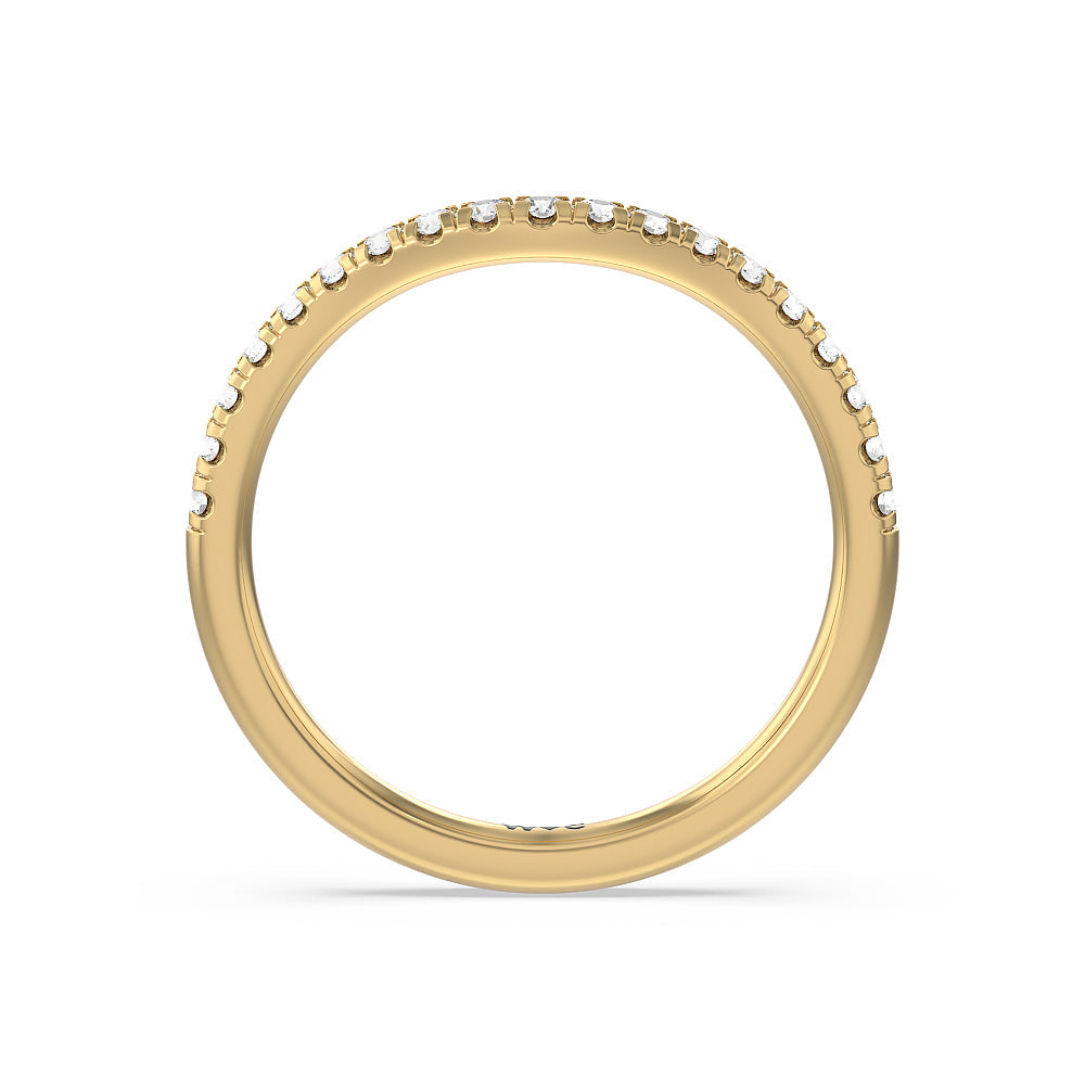 Three Stone Hidden Halo Cathedral Diamond Wedding Band Size 6.5 with 18KT Yellow Gold Cut Diamond in 14KT Yellow Gold view 2
