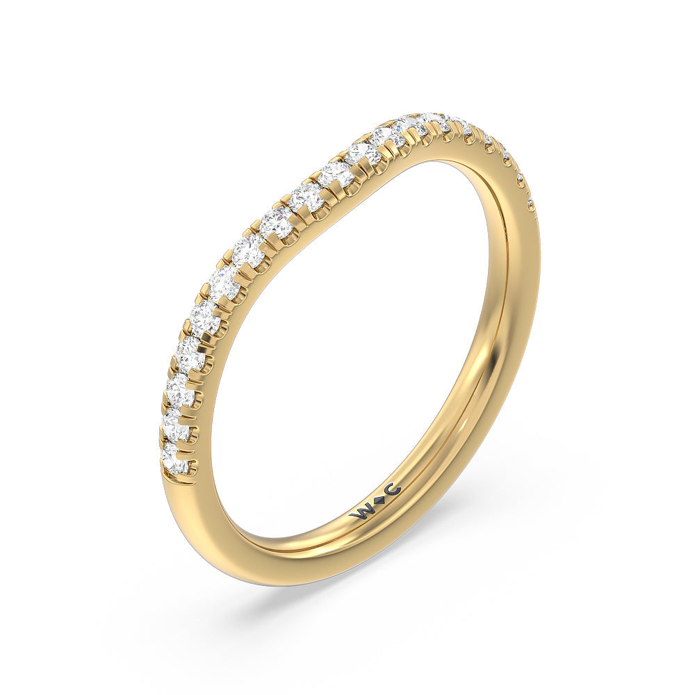 Three Stone Hidden Halo Cathedral Diamond Wedding Band Size 6.5 with 18KT Yellow Gold Cut Diamond in 14KT Yellow Gold view 4
