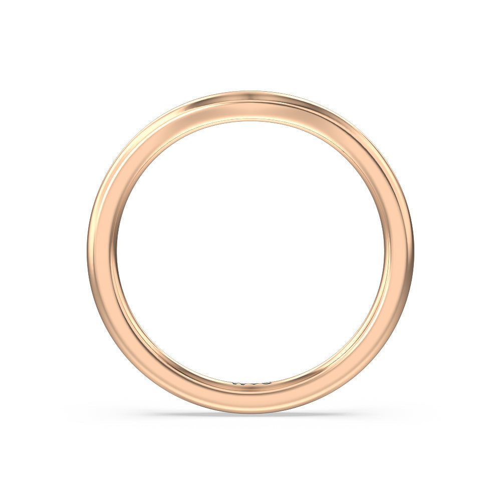 Three Stone Hidden Halo Cathedral Wedding Band with 18KT Rose Gold Cut Diamond in 14KT Rose Gold view 2

