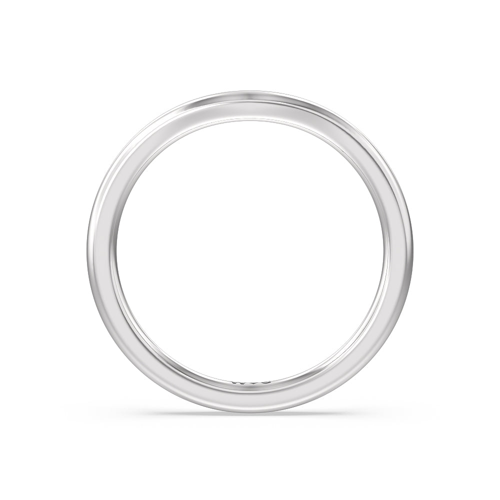 Three Stone Hidden Halo Cathedral Wedding Band with Platinum Cut Diamond in 14KT Platinum view 2
